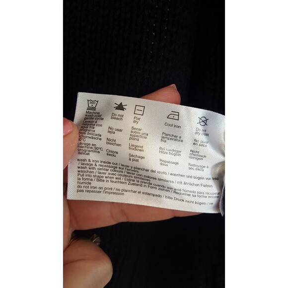 EDC by Esprit crop Cardigan Black Bulky Cotton Cabled, Hooded, size Medium - Picture 9 of 12